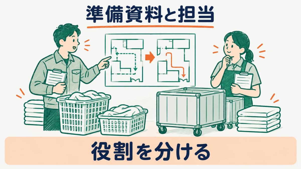 準備資料と社内担当を対応させる図