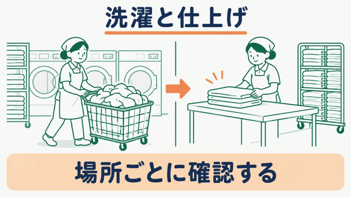 洗濯場と仕上場で確認を分ける図