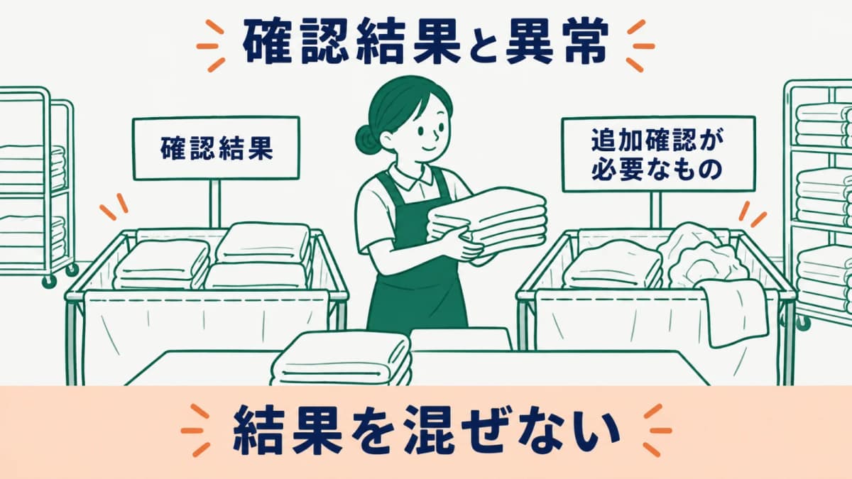 確認結果と異常時の連絡を分ける図
