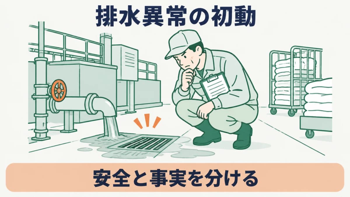 洗濯工場で排水異常が起きたときの初動対応【2026年版】