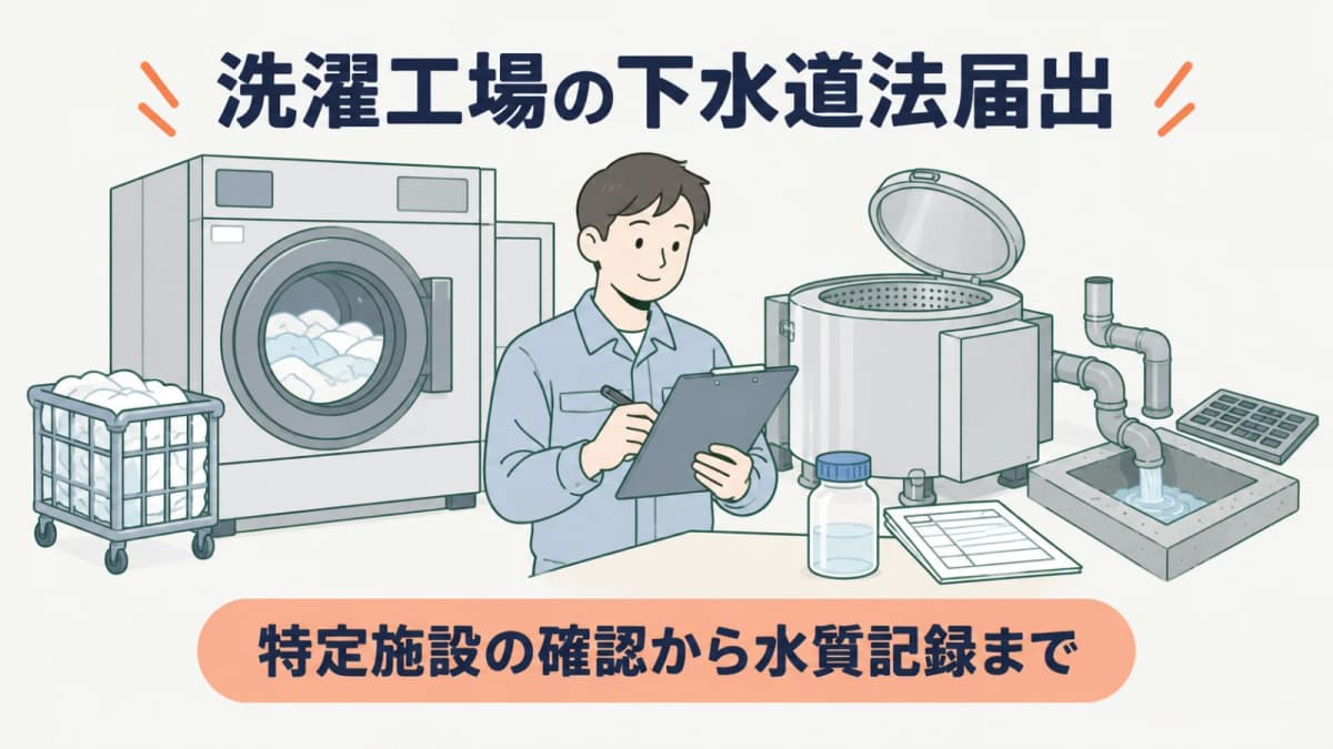 洗濯工場の下水道法届出|特定施設の確認から水質記録まで【2026年版】