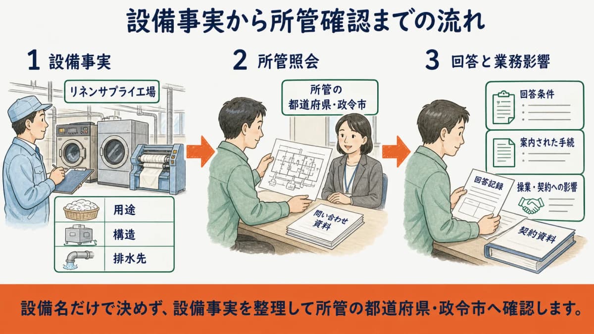 大型洗濯機の用途・構造・排水を整理して所管自治体へ確認する全体像