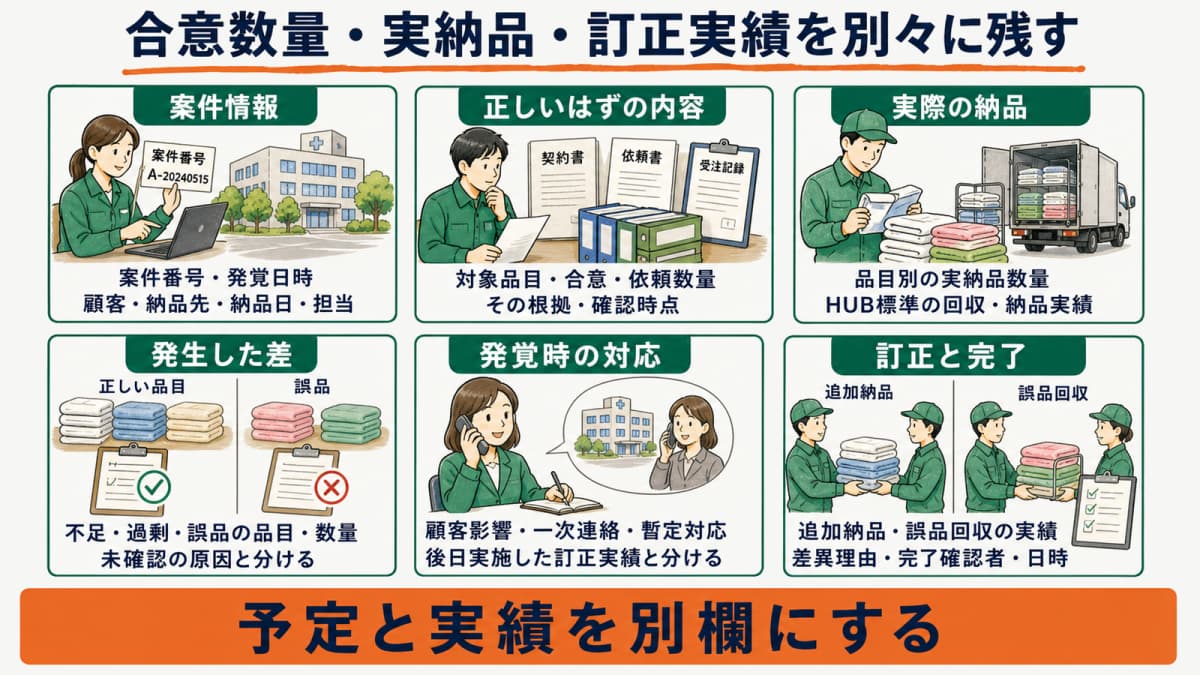 誤納品・欠品報告書の定義と必要項目を示す早見表