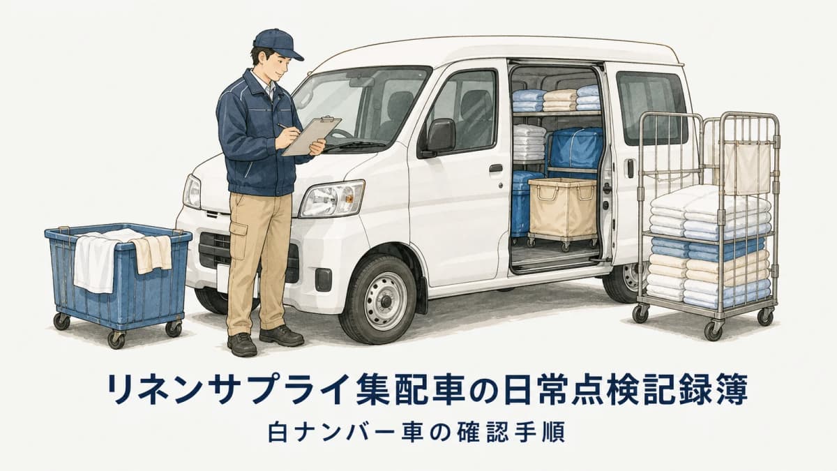 リネンサプライ集配車の日常点検記録簿|白ナンバー車の確認手順【2026年版】