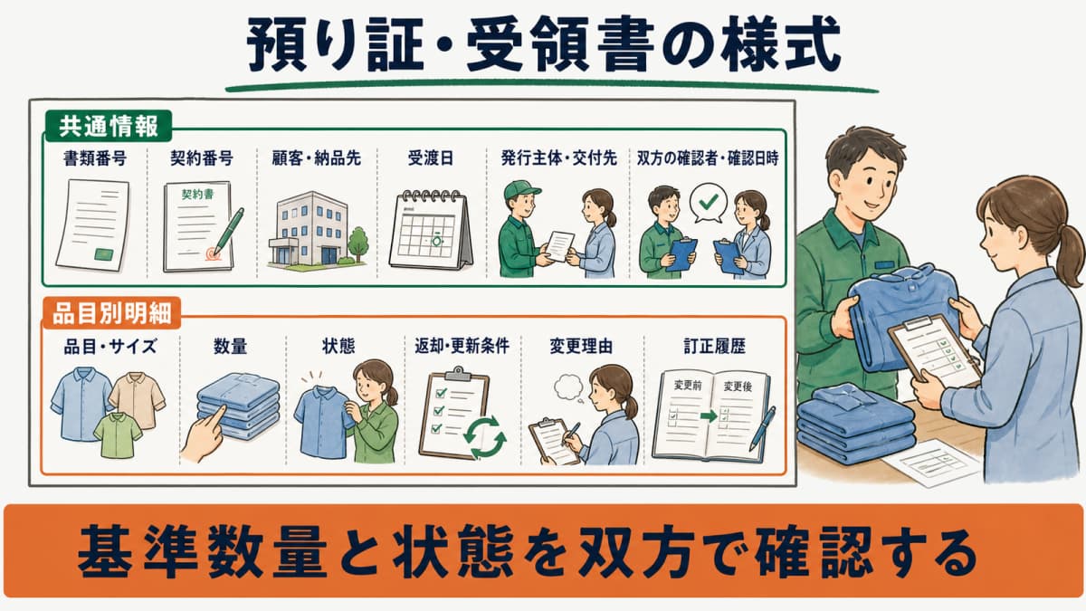 契約情報と品目別明細を分けた預り証・受領書の様式例