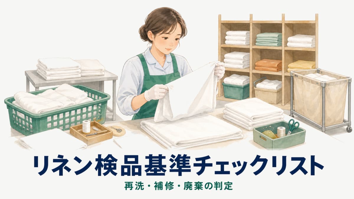リネン検品基準チェックリスト|再洗・補修・廃棄の判定【2026年版】