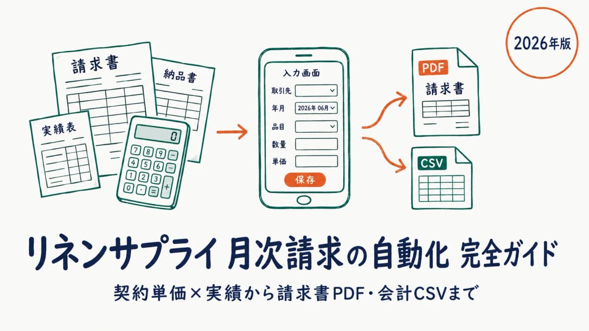 リネンサプライ月次請求の自動化|請求書PDF・会計CSVまで【2026年版】