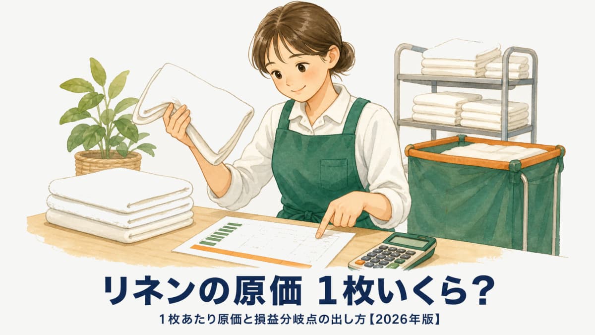 リネンサプライの原価計算|1枚あたり原価と損益分岐点の出し方【2026年版】