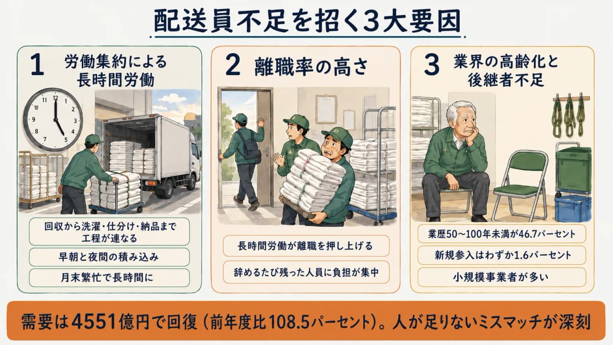 配送員不足の3大要因を整理した早見表