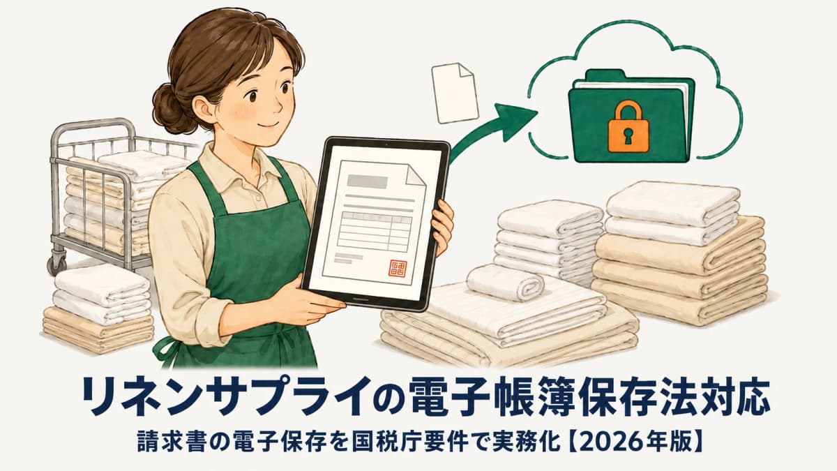 リネンサプライの電子帳簿保存法対応|請求書の電子保存【2026年版】