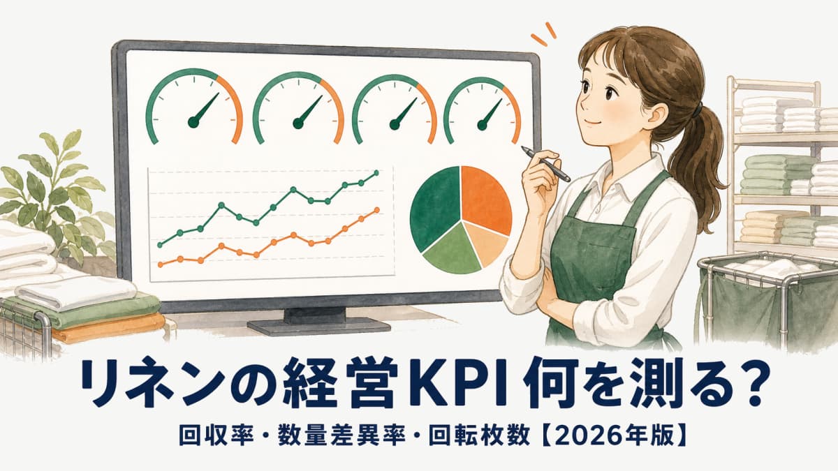 リネンサプライの経営KPI|回収率・数量差異率・回転枚数の算出式【2026年版】
