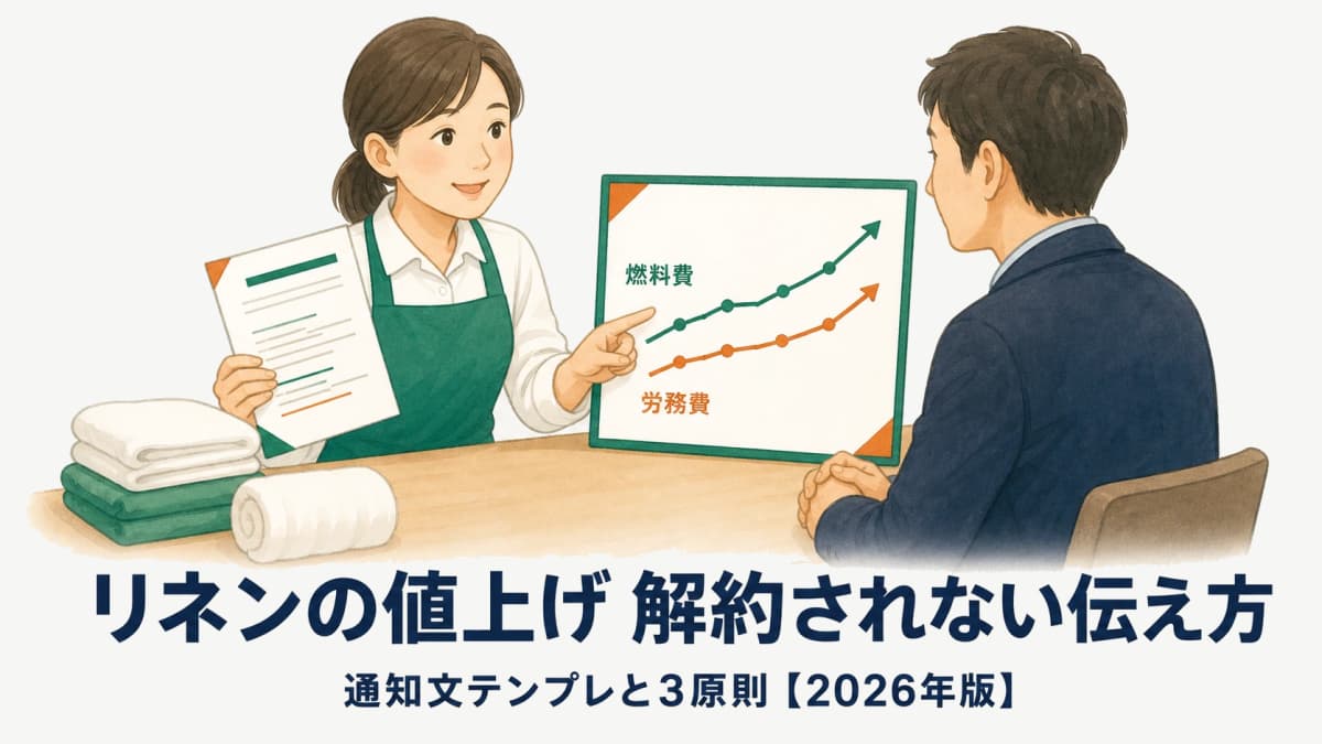 リネンサプライの値上げ・価格改定の進め方|通知文テンプレと解約されない3原則【2026年版】