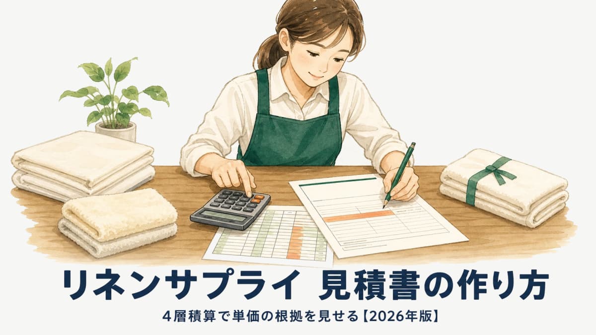 リネンサプライ見積書の作り方|品目別単価・預託枚数・最低利用料の積算【2026年版】