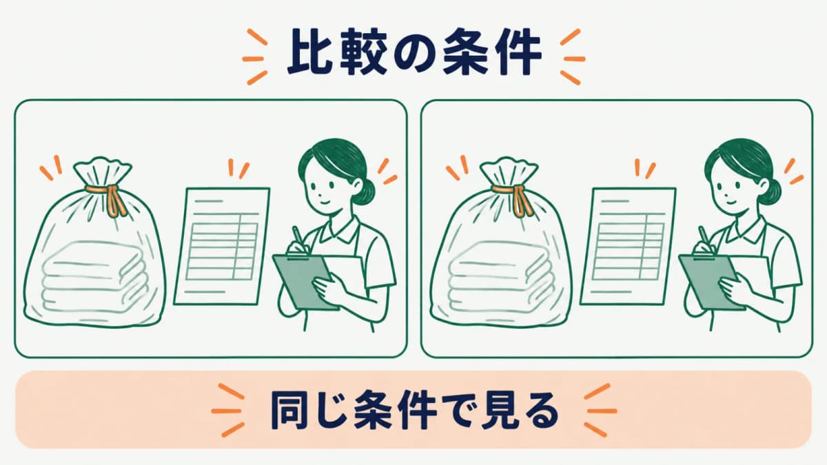 比較条件を同じ欄でそろえる図