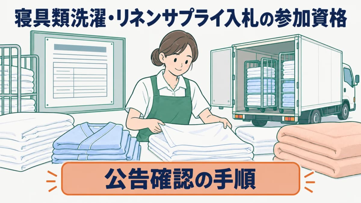 寝具類洗濯・リネンサプライ入札の参加資格|公告確認の手順【2026年版】