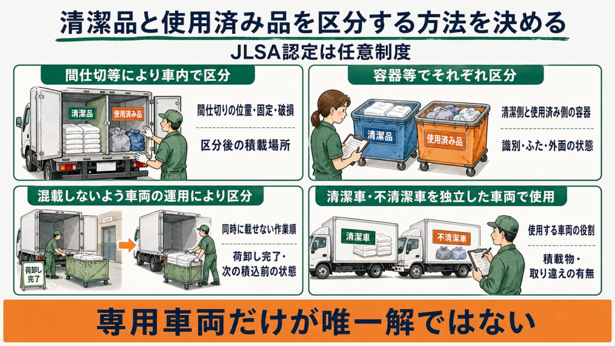 JLSA資料にある4つの区分方式と当日確認を比較する表