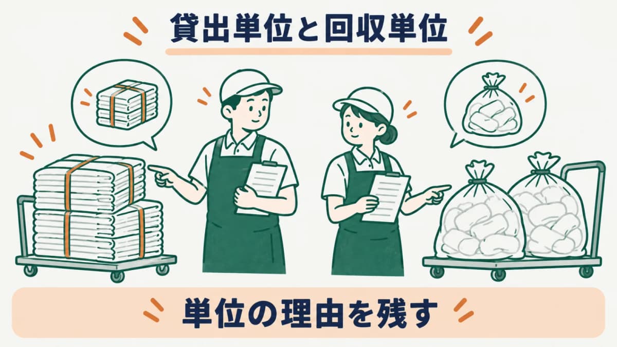 貸出単位と回収単位を分けて受け渡す図