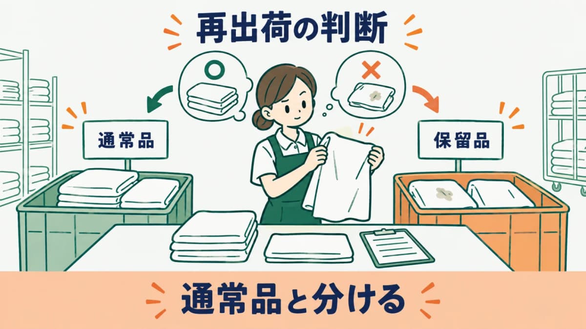 再出荷の判断を通常品と保留品に分ける図